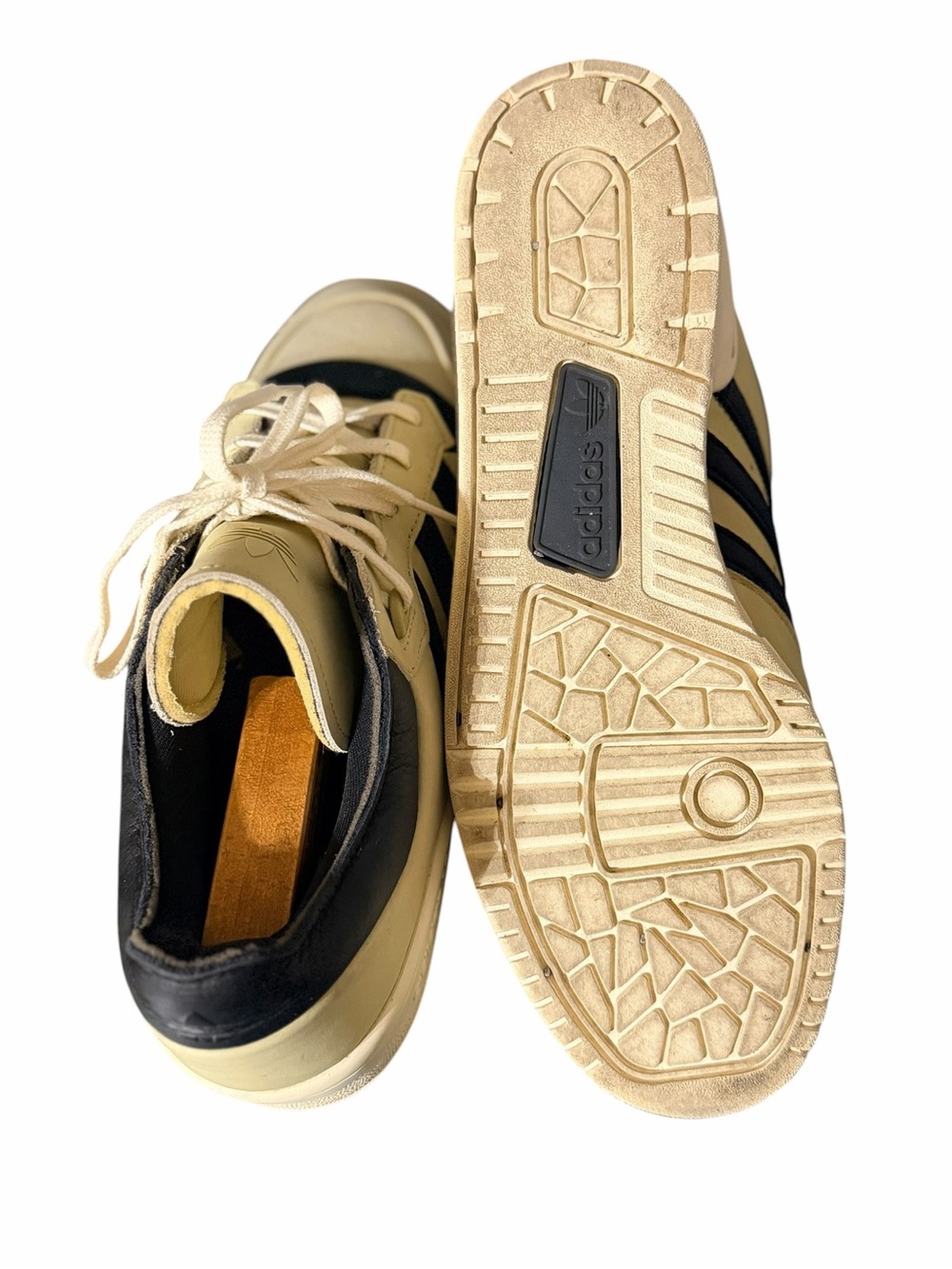 Adidas Forum Deconstructed Low Men’s 11.5 Cream Black Leather Sneakers - Picture 7 of 9